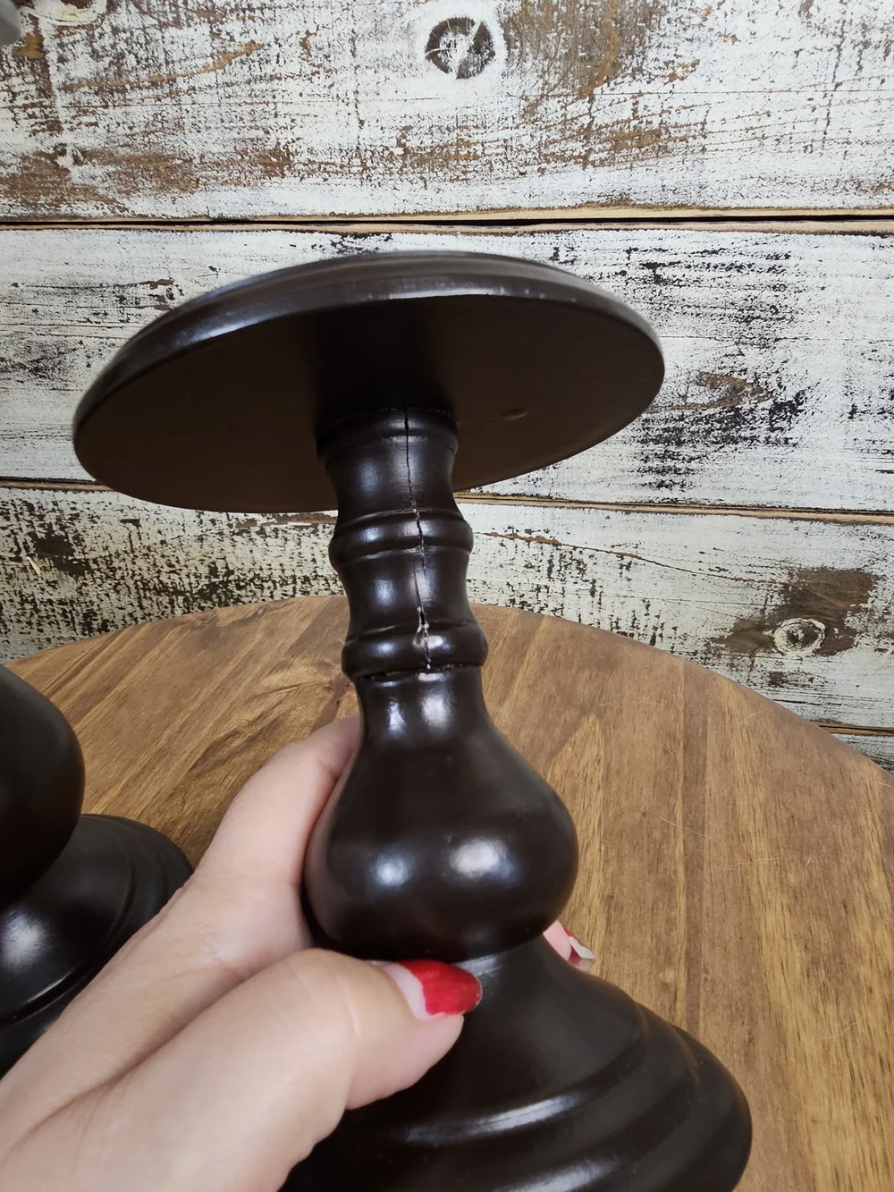 Classic Brown Candle Holder Pair